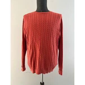 Vintage IZOD 100% Cotton Cableknit Sweater Crewneck Terracotta Size Medium SG
